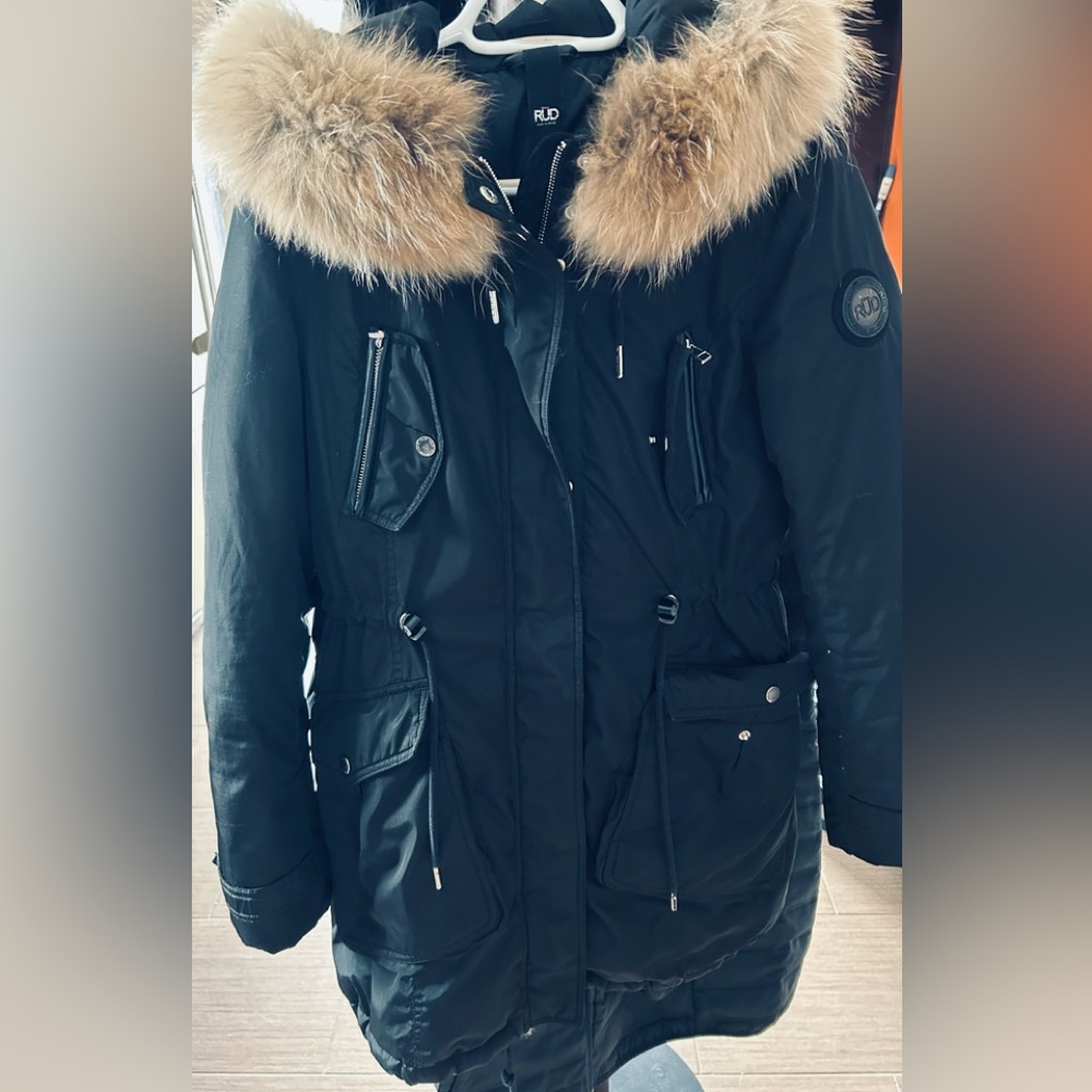 Rudsak Women's Black Parka Coat with Fur Trim